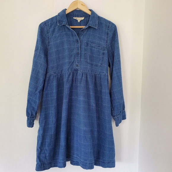 MADEWELL Size Large Indigo Plaid Denim Babydoll Shirtdress $128 Runs Small! EUC! - Picture 5 of 16